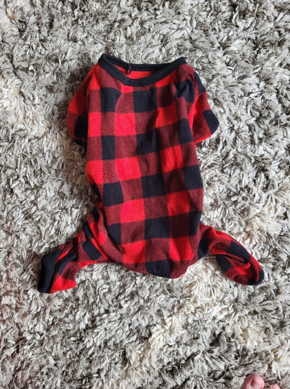 Red and Black Buffalo Plaid Fleece Dog Pajama